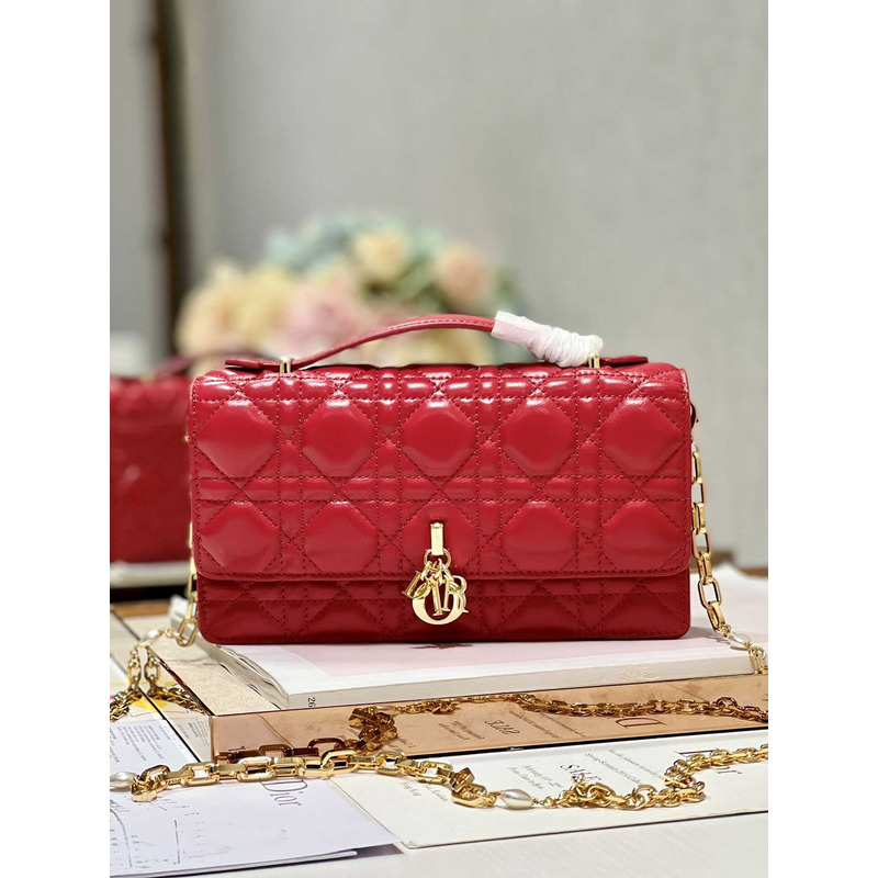 D*or mini miss D*or bag cannage lambskin red