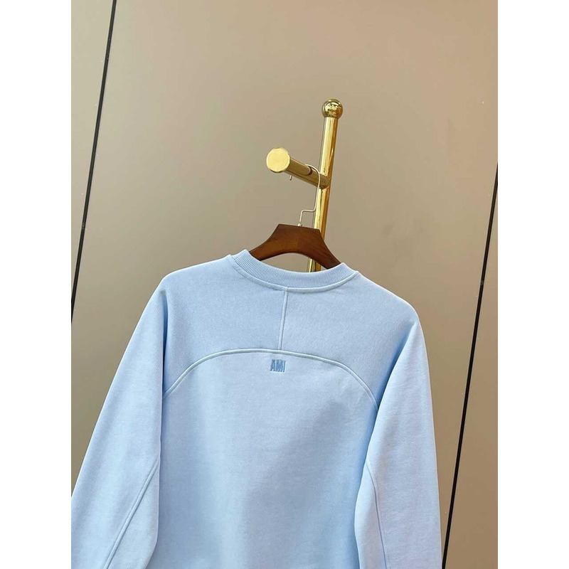 Amiri Sky Blue Ami Paris De Coeur Tonal Boxy Fit Crewneck