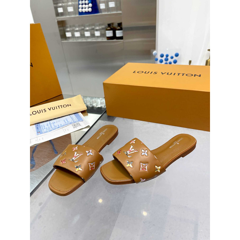 l**is V*t*n revival flat mule slides brown