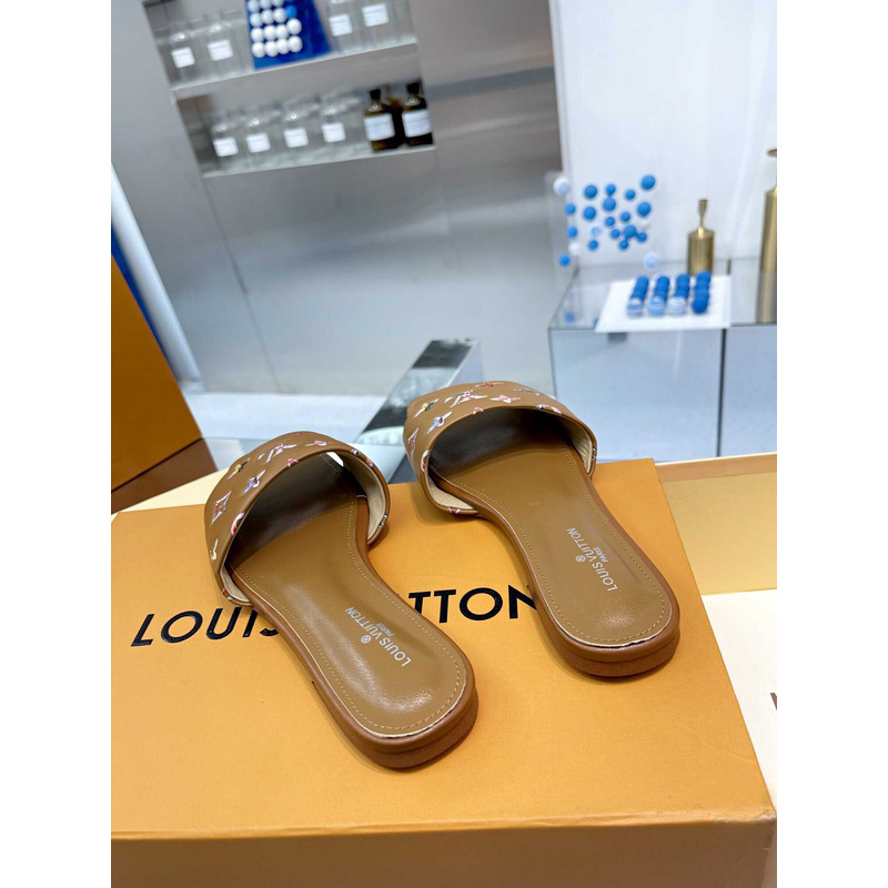 l**is V*t*n revival flat mule slides brown