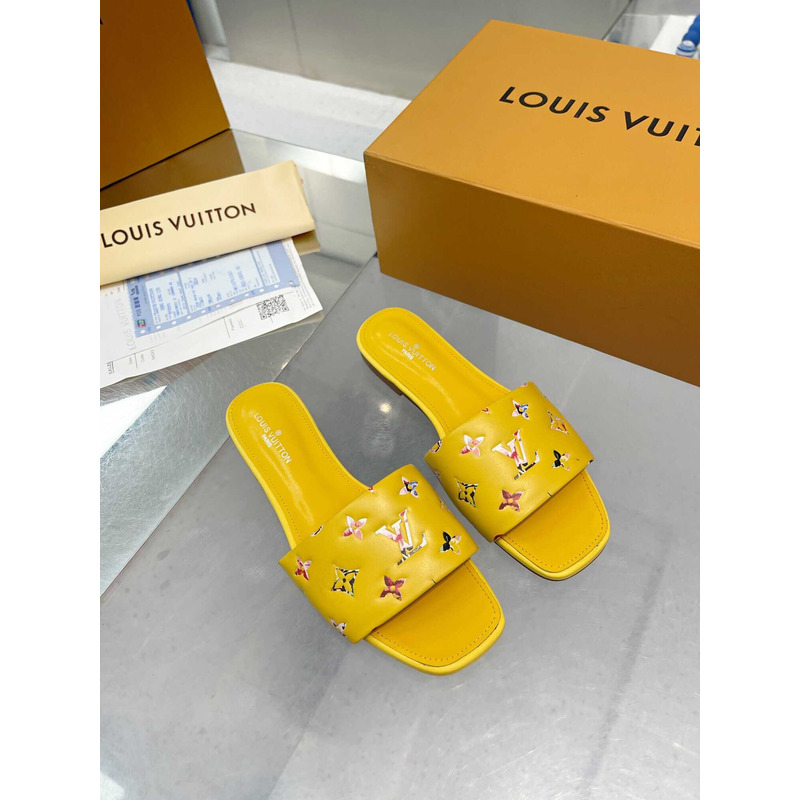 l**is V*t*n revival flat mule slides yellow