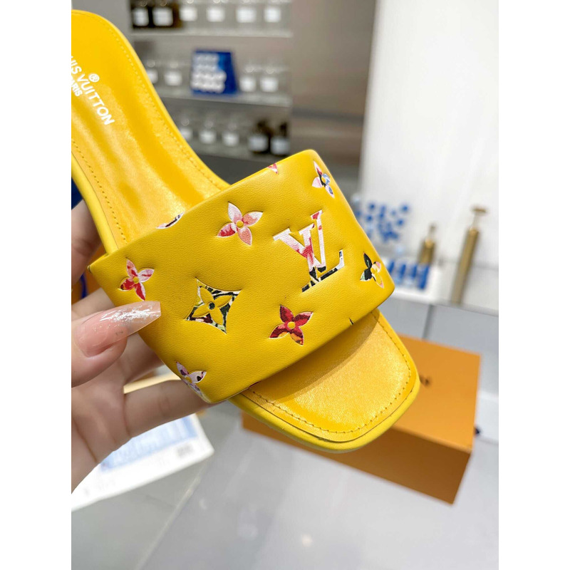 l**is V*t*n revival flat mule slides yellow