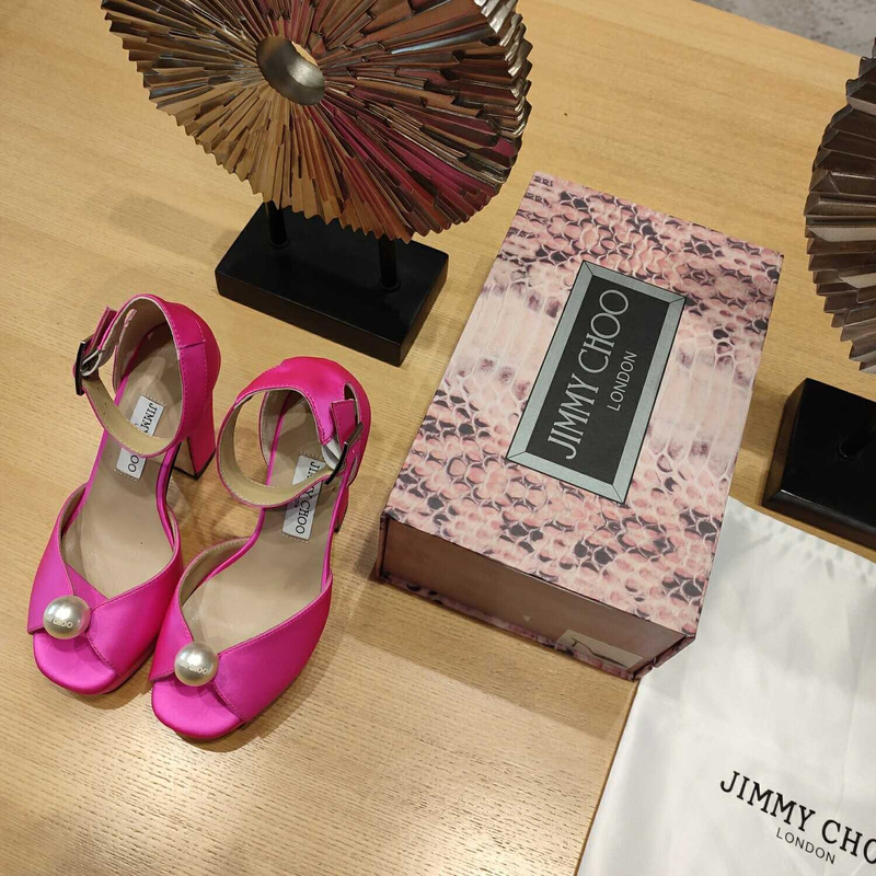 Jimmy Choo Socorie 120mm Block Heel Sandals Rose Pink