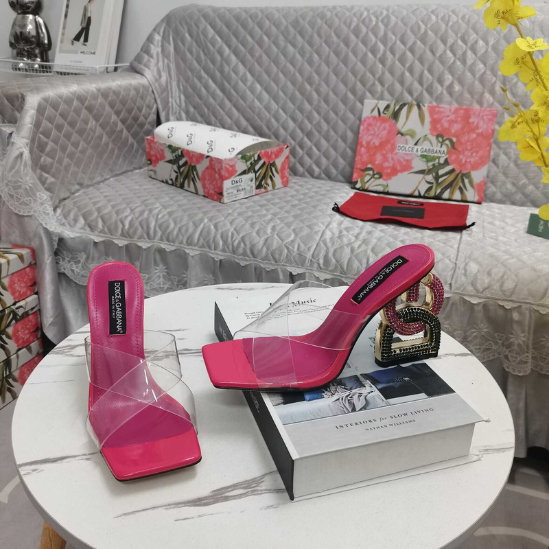 Dolce & Gabbana Strap Heeled Sandals Rose Red