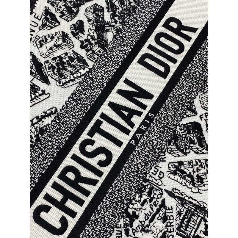 D*or book tote meduim plan de paris embroidery white and black