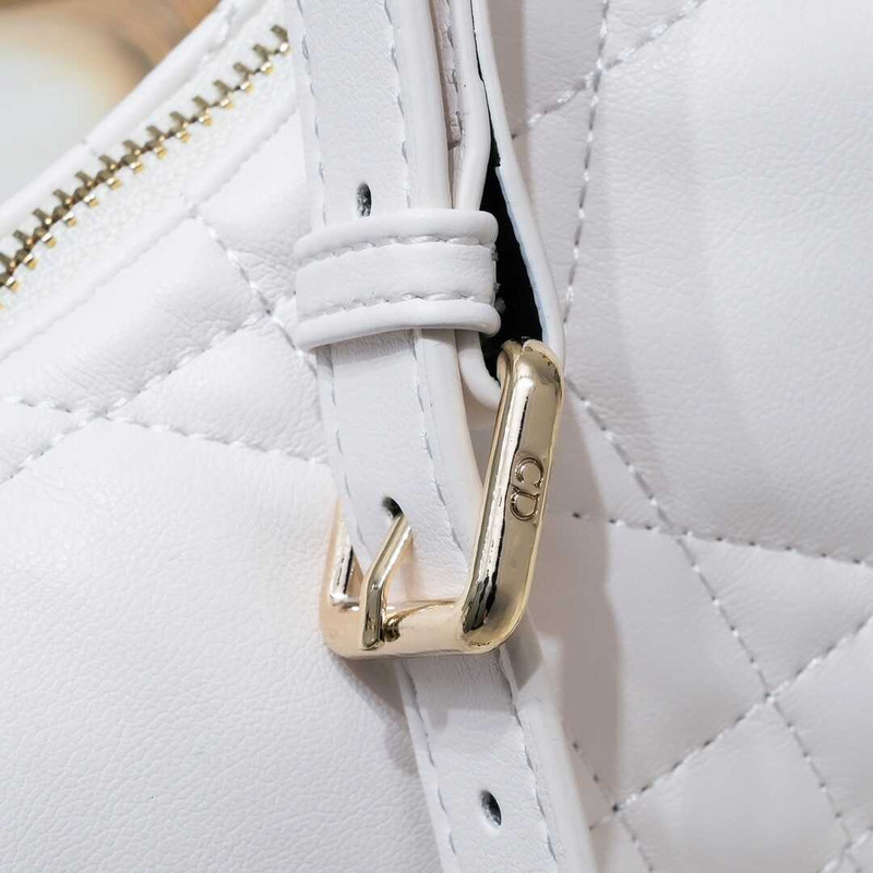 D*or soft leather quilted hobo bag white