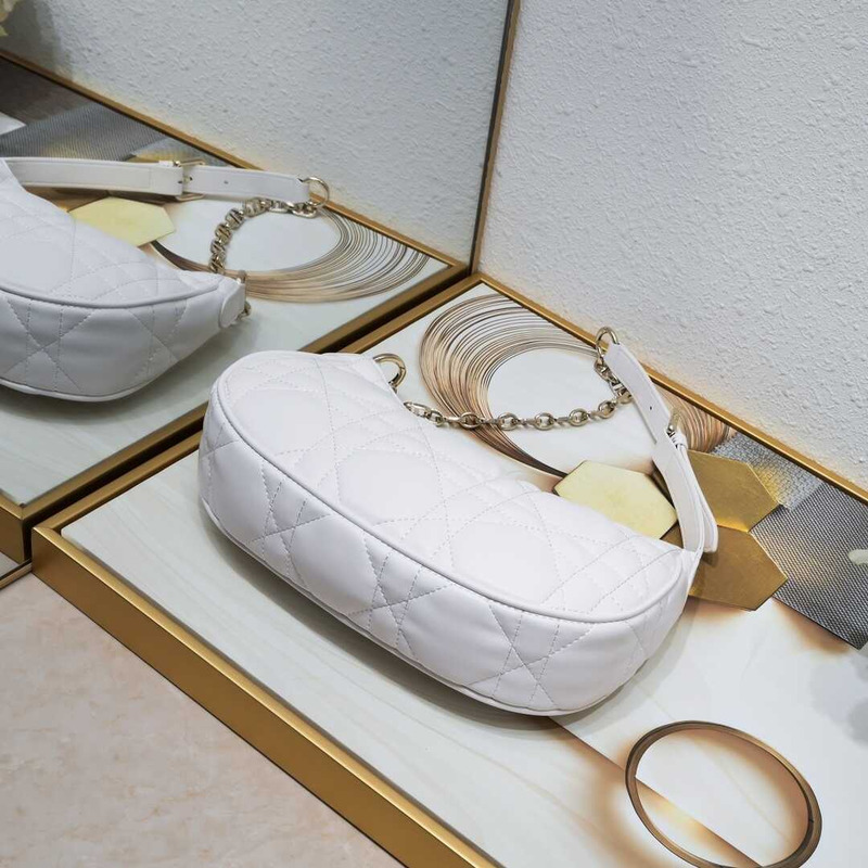 D*or soft leather quilted hobo bag white