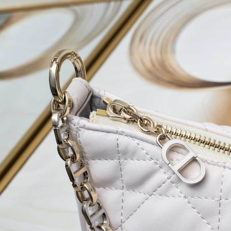D*or soft leather quilted hobo bag white