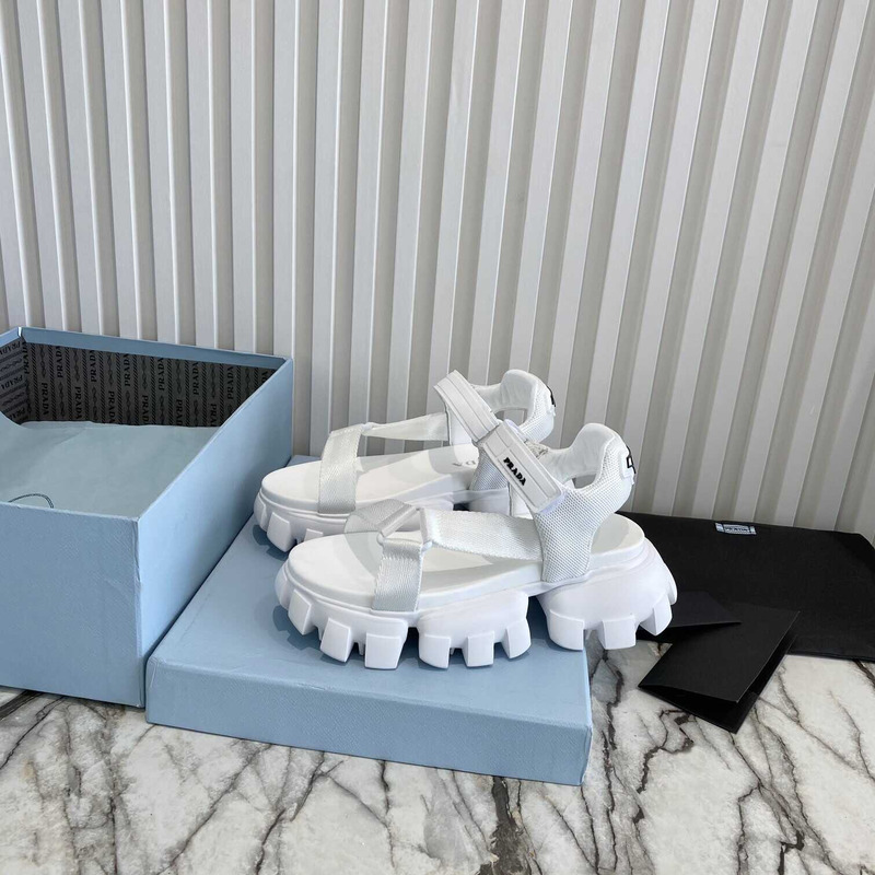 Pra*a sporty woven nylon tape sandals white