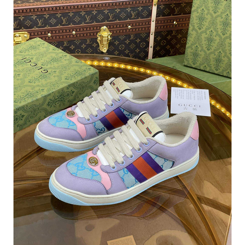 G*u*i screener lace-up sneakers purple and blue