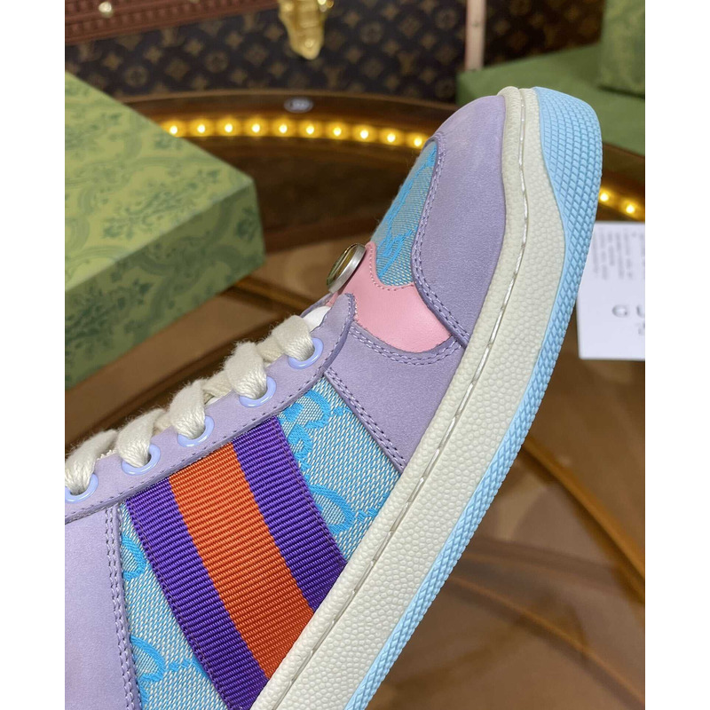 G*u*i screener lace-up sneakers purple and blue