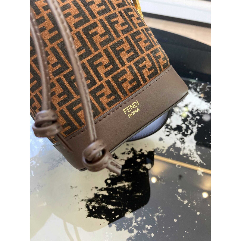 F**di mon tresor ff printleather mini bag brown