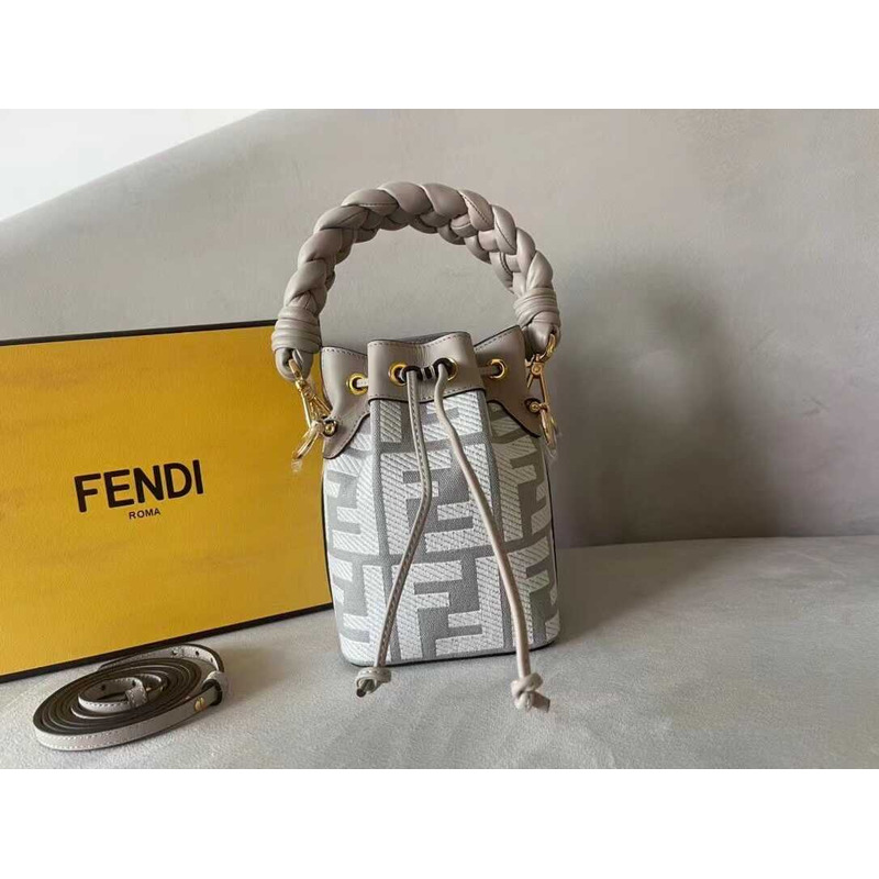 F**di mon tresor ff canvas mini bag grey brown
