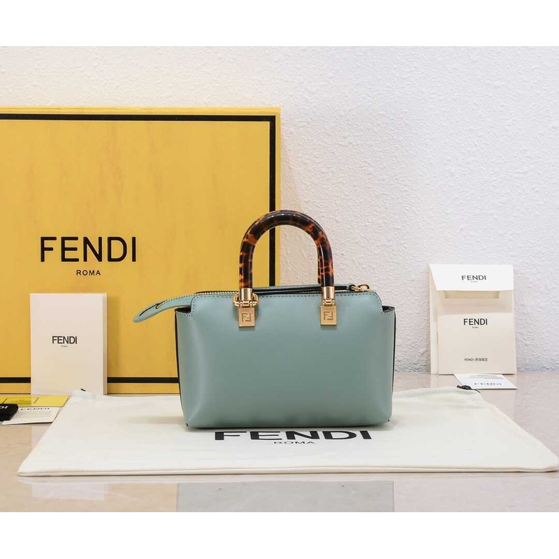F**di by the way mini leather small boston bag green