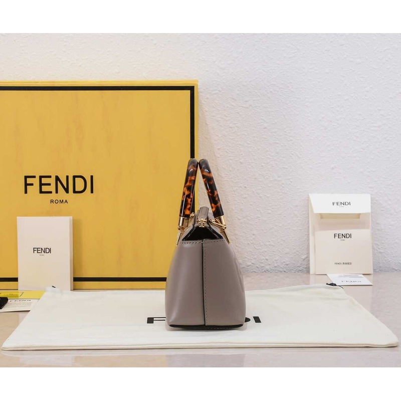 F**di by the way mini leather small boston bag grey brown