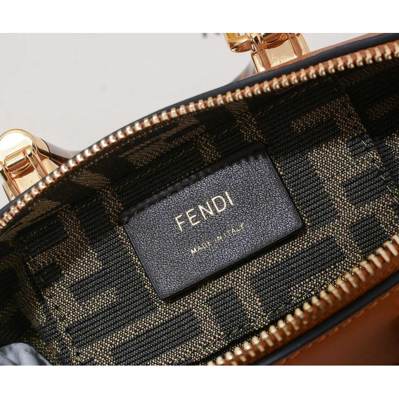 F**di by the way mini leather small boston bag brown