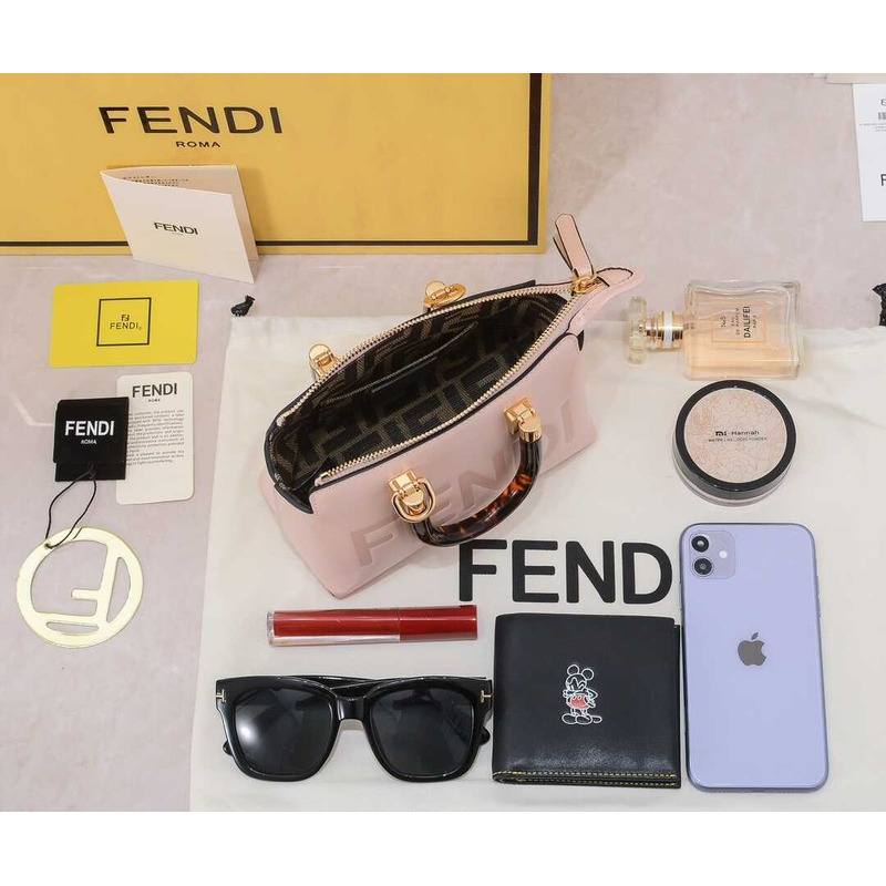 F**di by the way mini leather small boston bag light pink