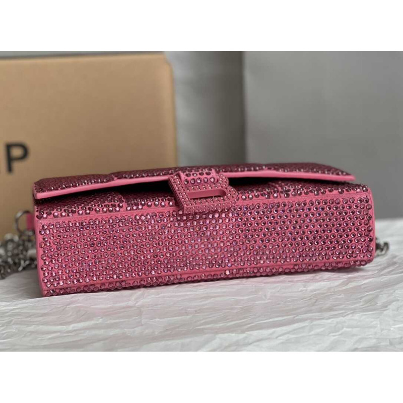 Ba*len*cia*ga hourglass chain wallet suede with crystals