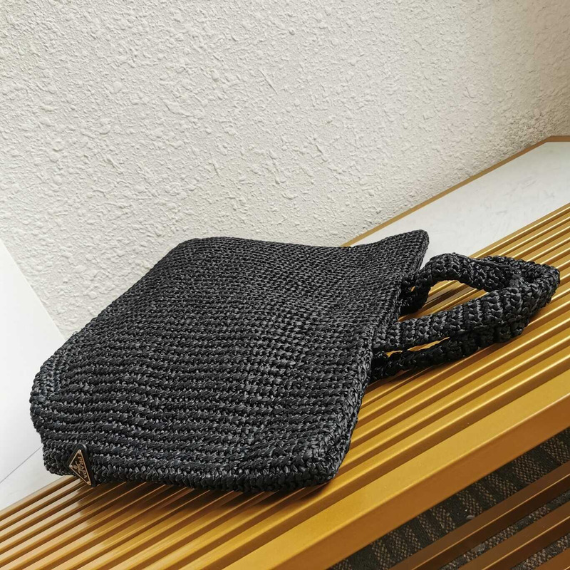 Pra*a raffia tote bag black