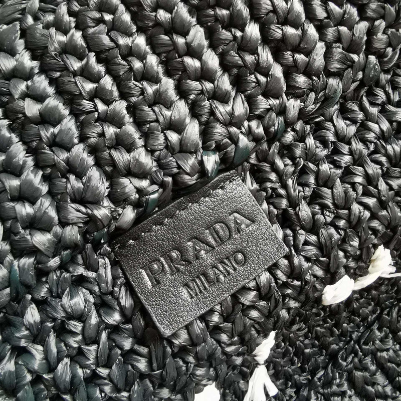 Pra*a raffia tote bag black