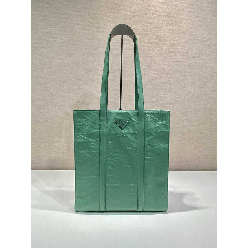 Pra*a logo-plaque tote bag green