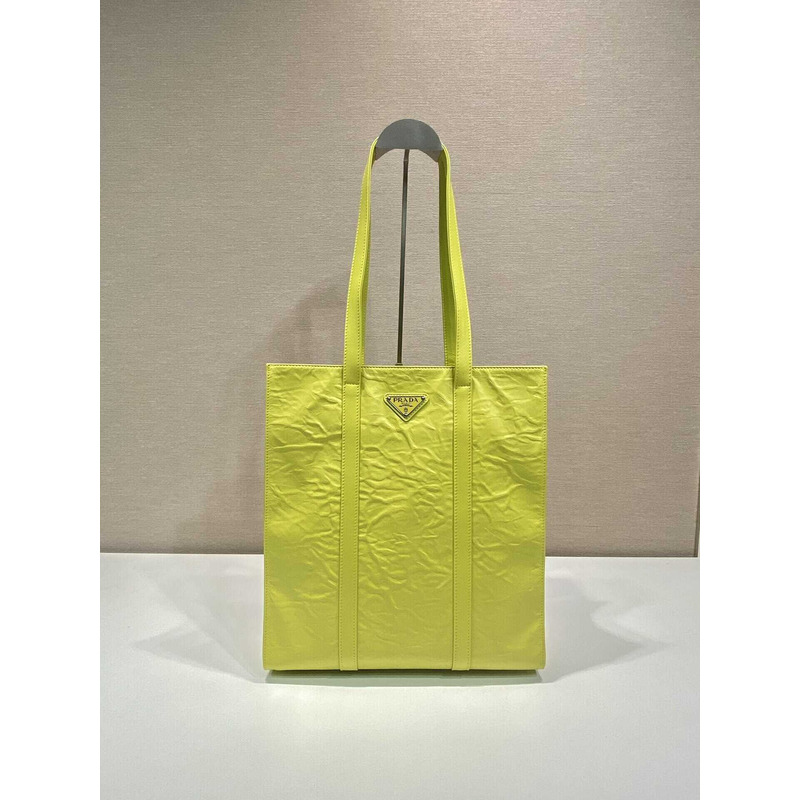 Pra*a logo-plaque tote bag yellow