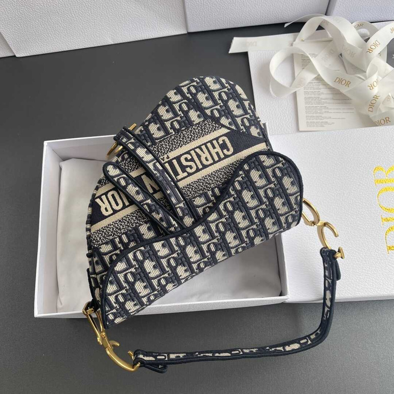 D*or saddle bag with strap D*or oblique jacquard blue