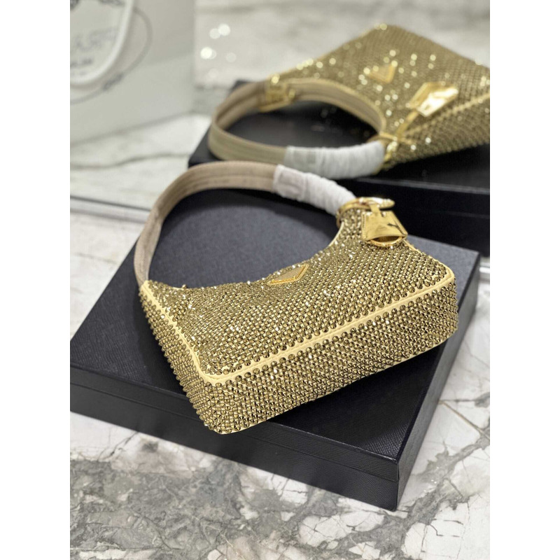 Pra*a bag gold satin crystal mini bag