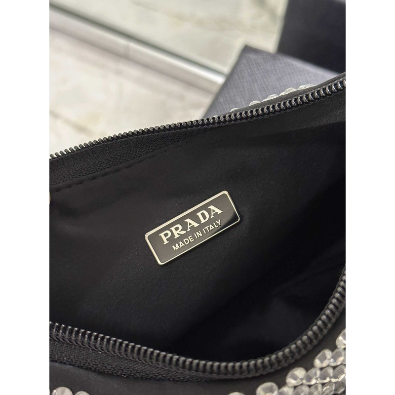 Pra*a bag black satin crystal mini bag