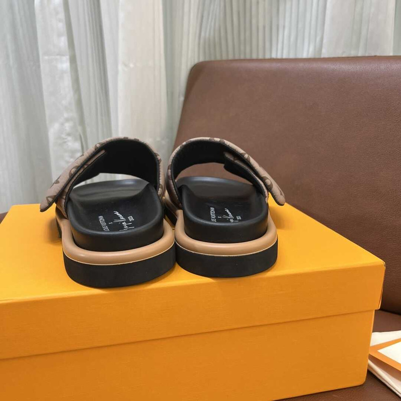 l**is V*t*n yayoi kusama pumpkin series slippers brown