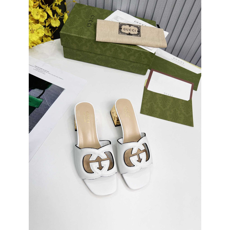 G*u*i interlocking g cut-out sandals white