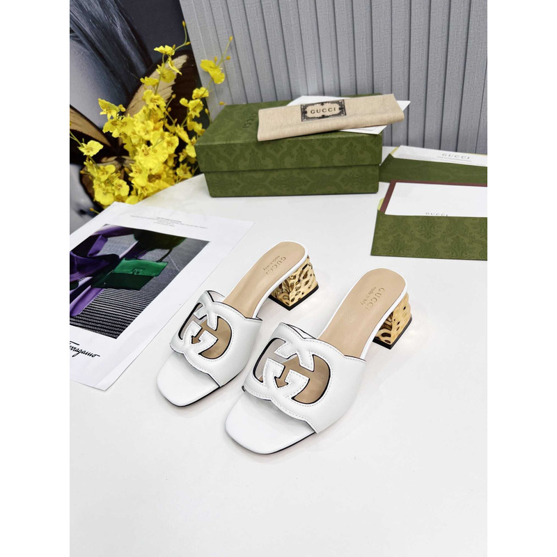 G*u*i interlocking g cut-out sandals white