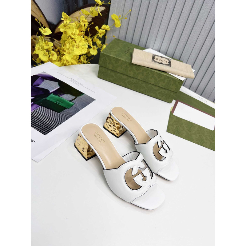 G*u*i interlocking g cut-out sandals white