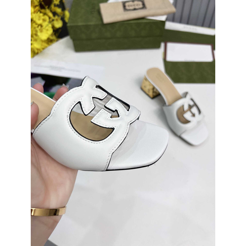 G*u*i interlocking g cut-out sandals white