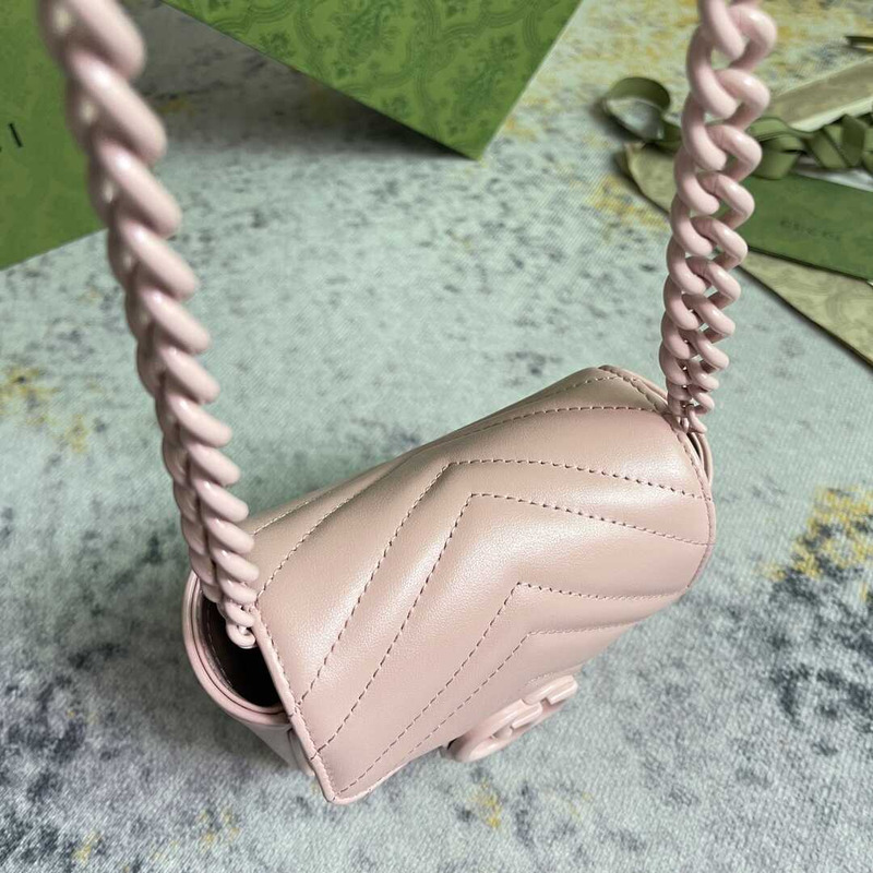 G*u*i gg marmont matelassé belt bag pink