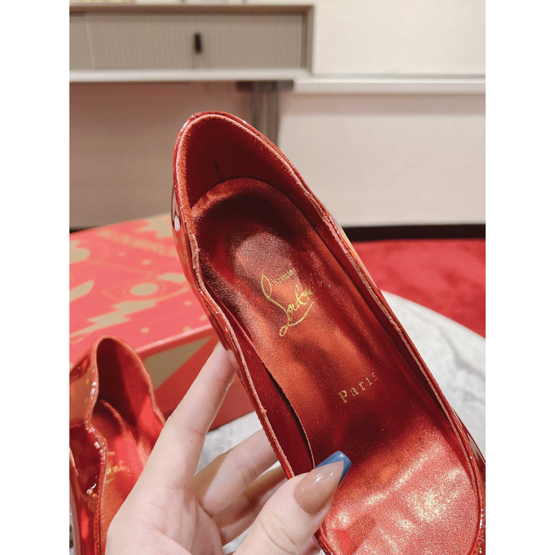 Ch**an louboutin hot chick patent leather pumps 100 red