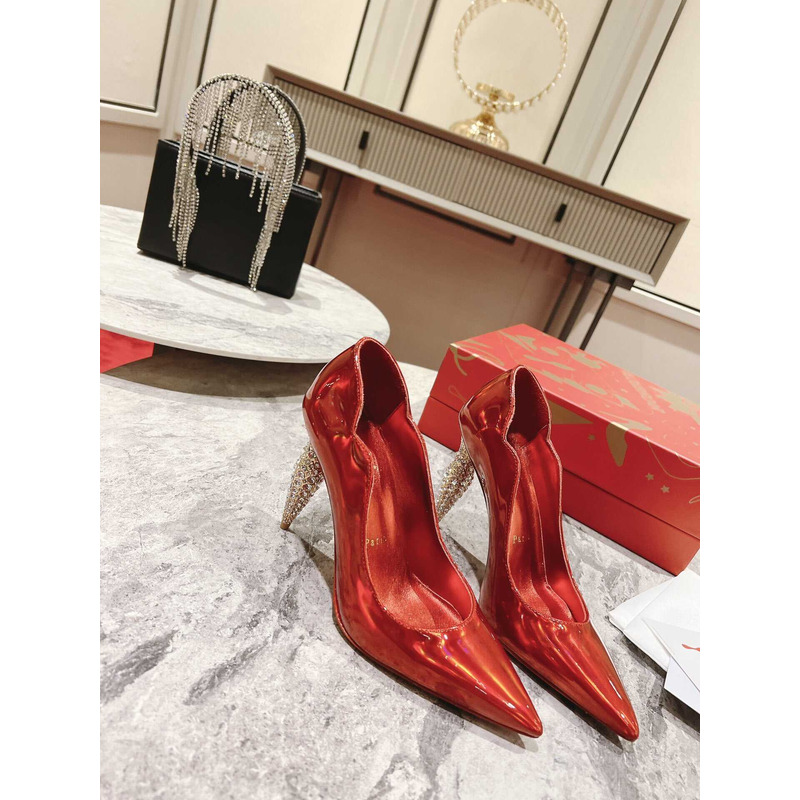 Ch**an louboutin hot chick patent leather pumps 100 red