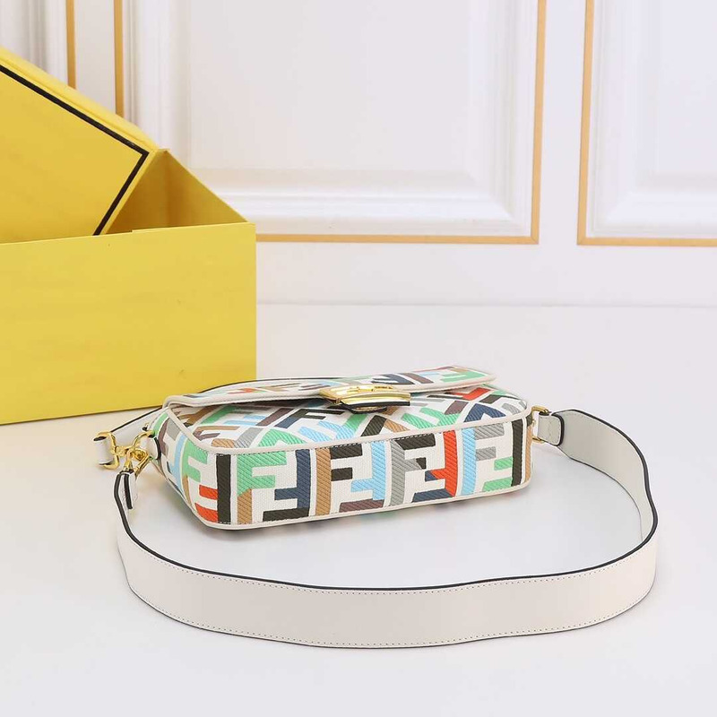 F**di baguette multicolor canvas bag with ff embroidery