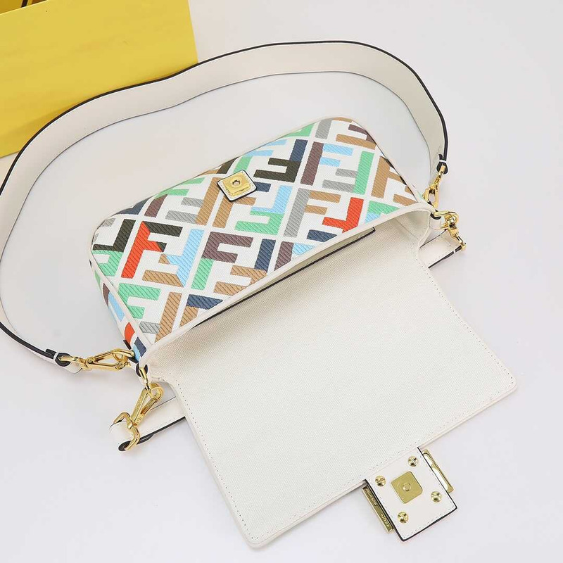 F**di baguette multicolor canvas bag with ff embroidery
