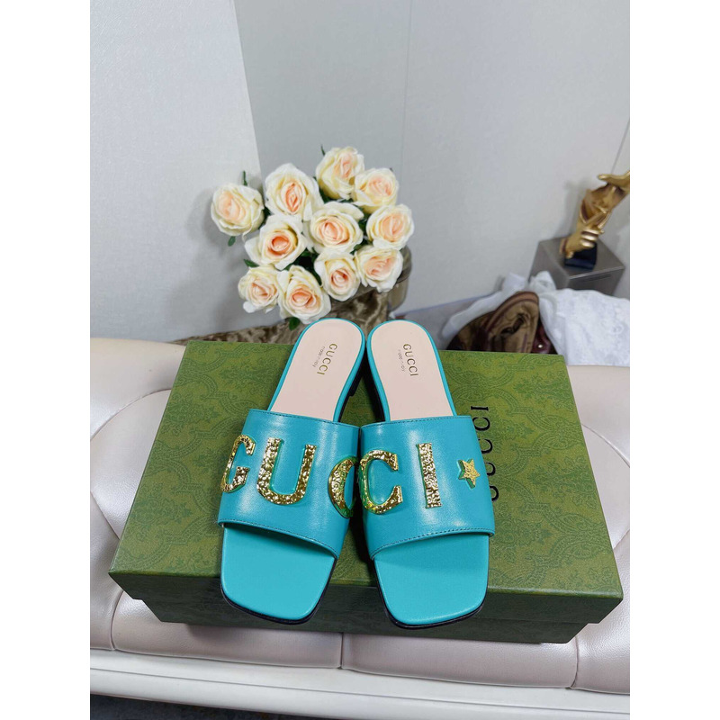 G*u*i cara logo women\''s sandal blue