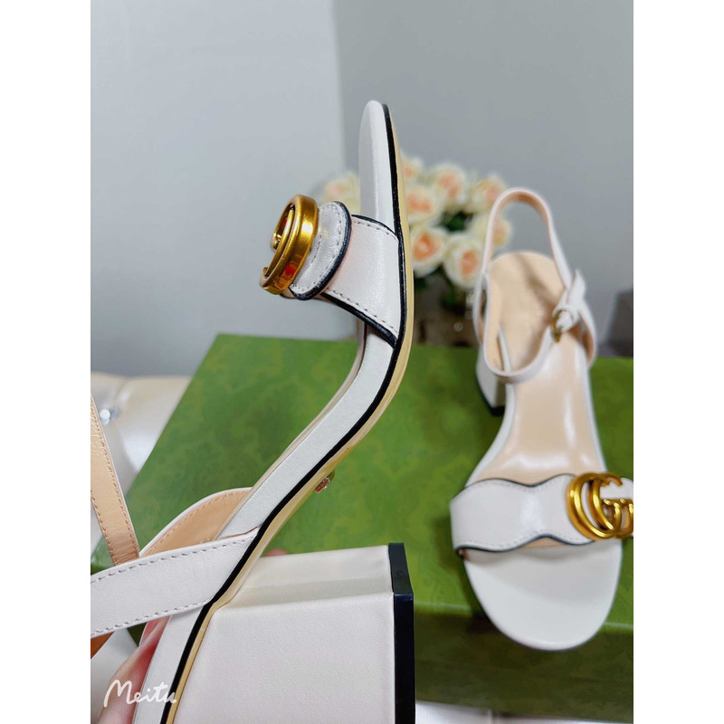 G*u*i leather heels sandal white