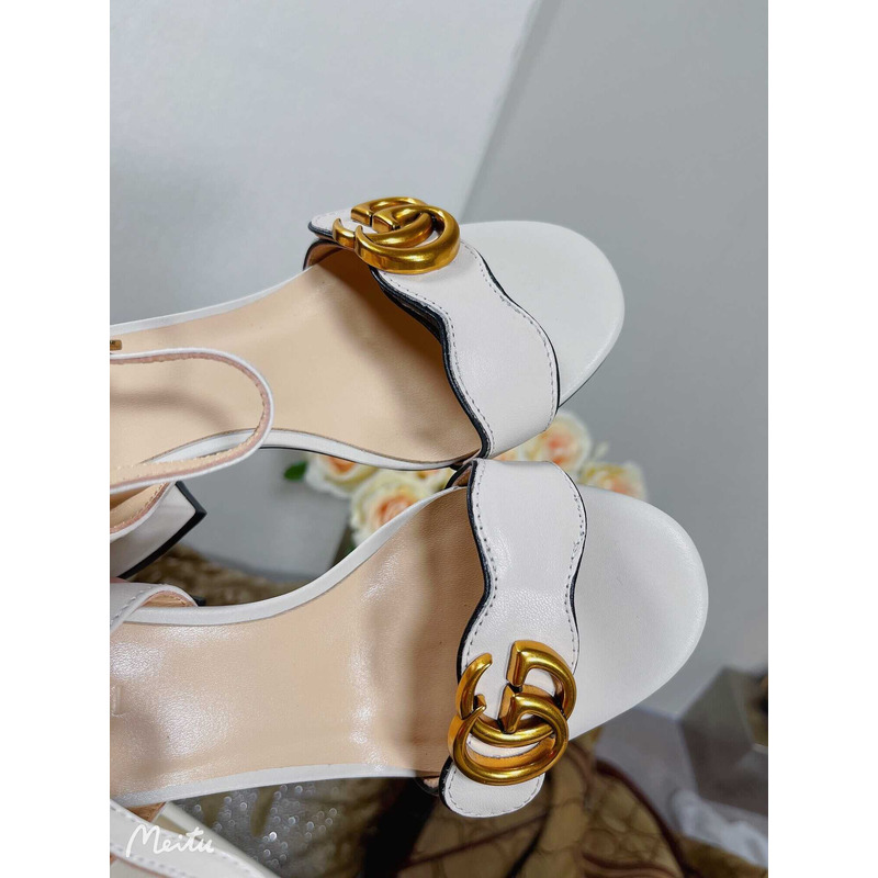 G*u*i leather heels sandal white