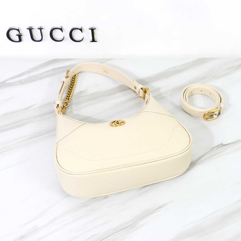 G*u*i aphrodite small crescent shoulder bag white