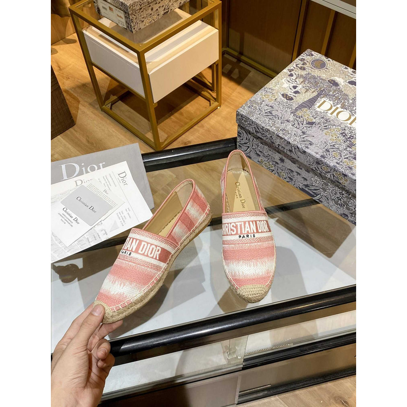 D*or pink cotton fabric granville d stripes espadrille flats