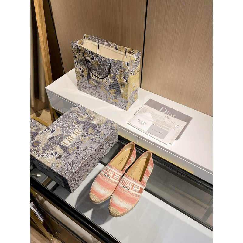 D*or pink cotton fabric granville d stripes espadrille flats