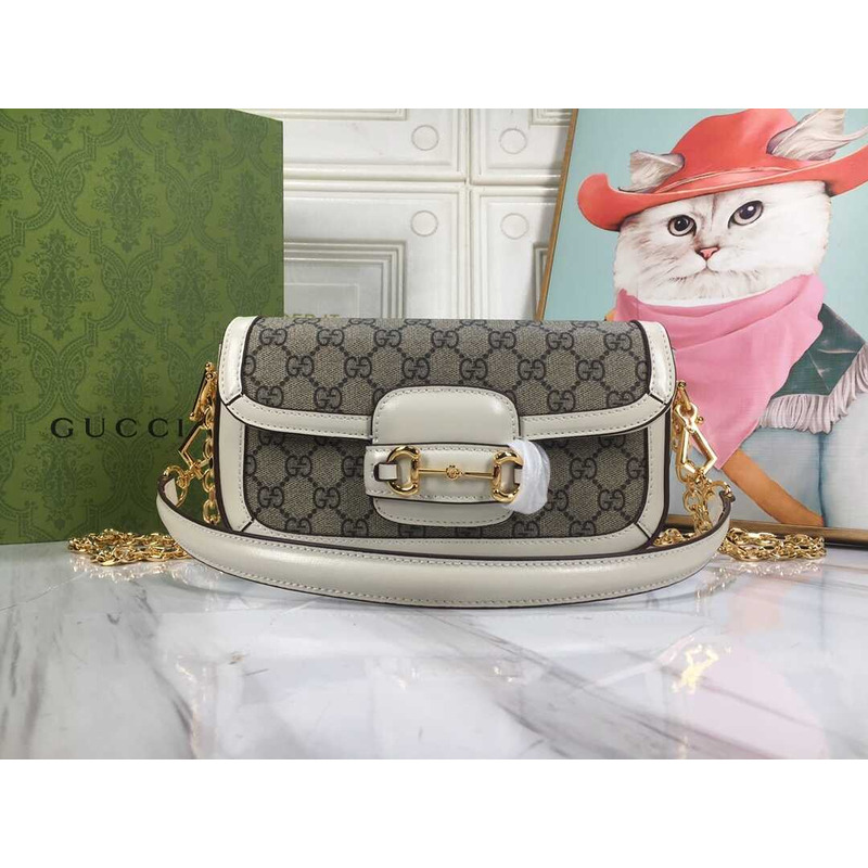 G*u*i horsebit1955 shoulder bag small size white monogram