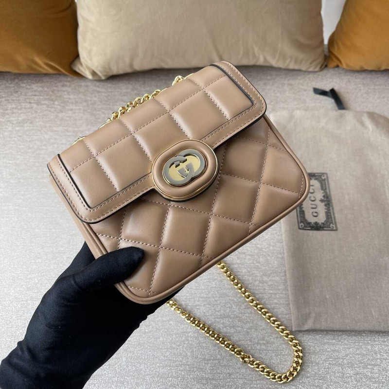 G*u*i deco mini quilted-leather cross-body bag nude