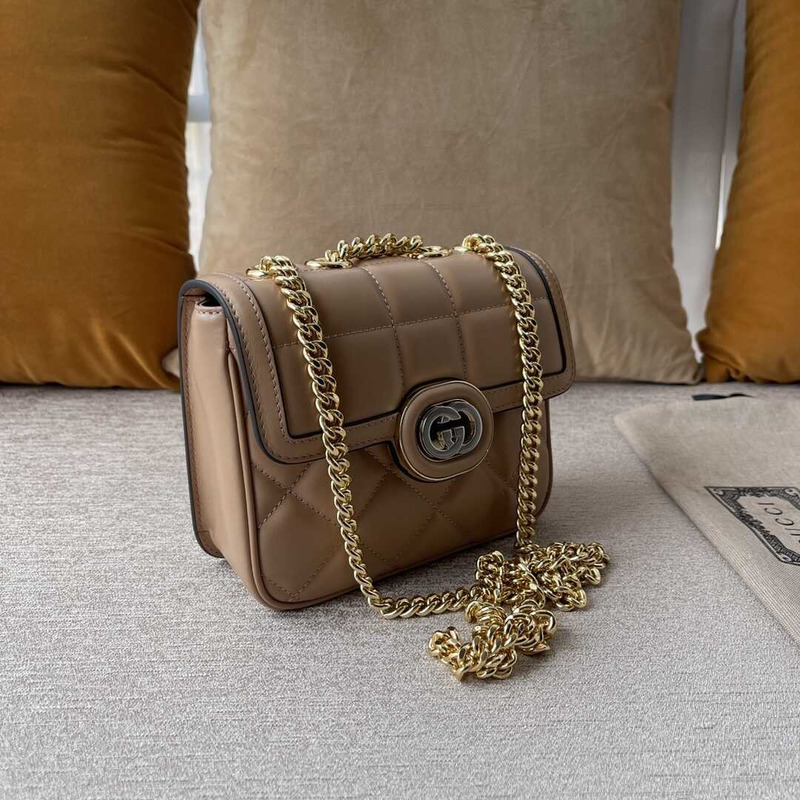 G*u*i deco mini quilted-leather cross-body bag nude