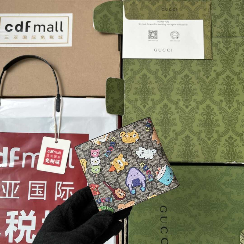 G*u*i padlock G*u*i animal print walet brown