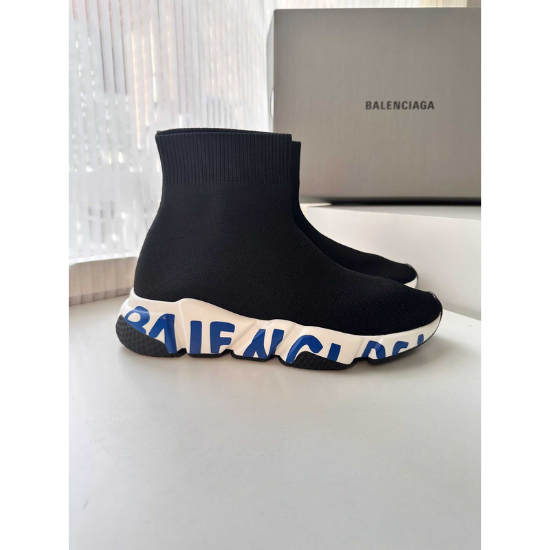 Ba*len*cia*ga speed graffiti sneaker black blue